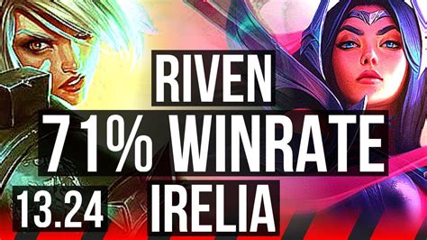 RIVEN Vs IRELIA TOP 71 Winrate 6 Solo Kills Legendary KR