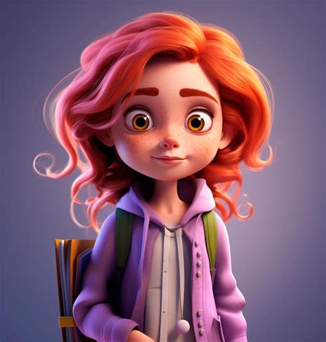 Personaje De Dibujos Animados Una Hermosa Chica Con El Pelo Rojo Foto