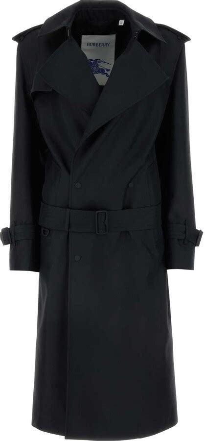 Burberry Black Silk Blend Trench Coat ShopStyle