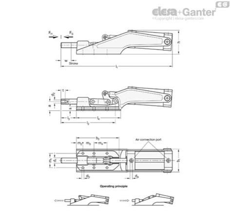 GN 890 Prindere Rapida Cu Plunjer Cu Cilindru Pneumatic