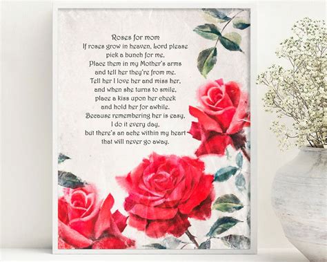 Poem For Deceased Mother If Roses Grow In Heaven You Can Change Poem