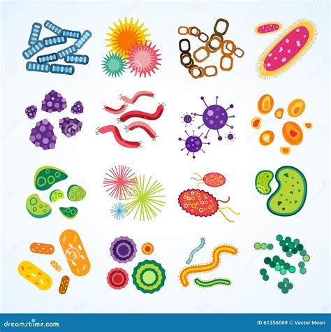 Iconos Del Vector Del Virus De Las Bacterias Fijados Ilustraci N Del