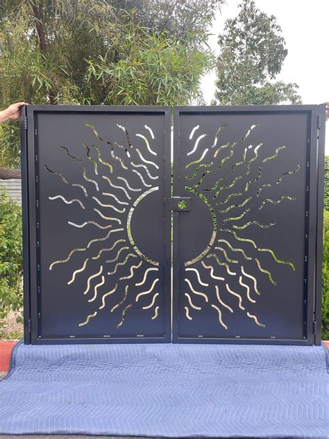 Contemporary Dual Entry Metal Gate Ornamental Iron Garden Etsy