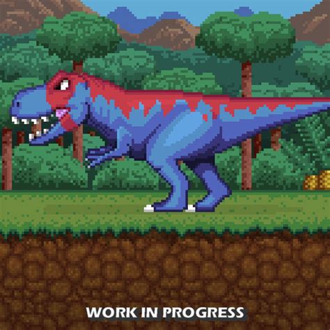 Fairly new to pixel art, but here is a T-Rex! : PixelArt