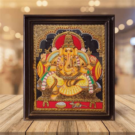 Raja Ganesha Tanjore Painting Hindu Devotional Store