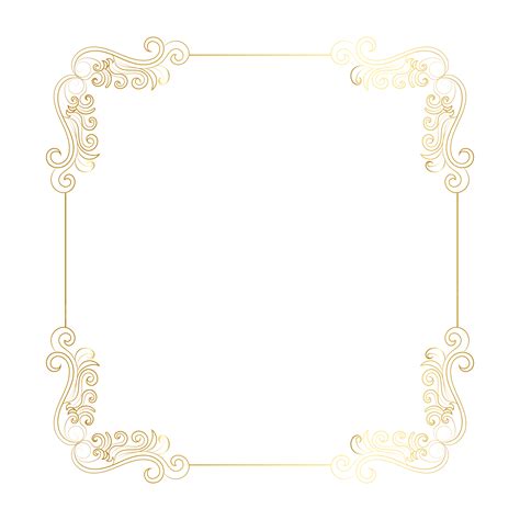 Rectangular Gold Frame With Flower Vector Gold Clipart Floral Thai