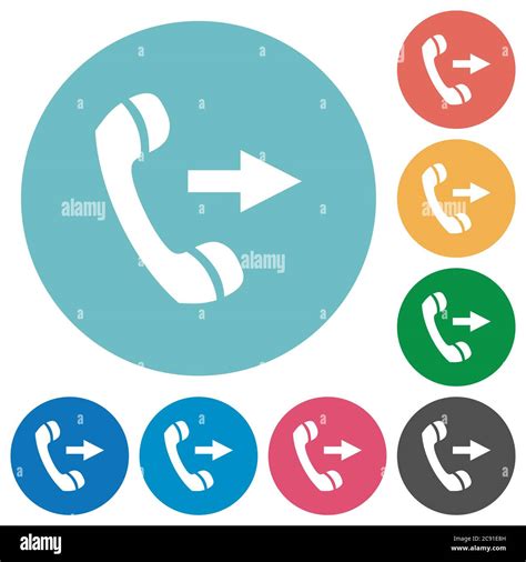 Outgoing Call Flat White Icons On Round Color Backgrounds Stock Vector