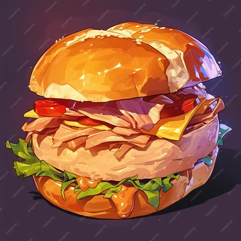 Premium Vector Savory Pulled Pork Sandwich Cartoon Style