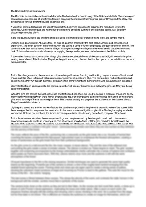 SOLUTION: The crucible an intensely emotional and dramatic film based