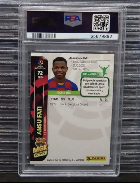 2019 20 Panini Megacracks MGK La Liga Ansu Fati Rookie RC BIS 72 PSA 8