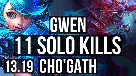 GWEN Vs CHO GATH TOP 11 Solo Kills Legendary 17 4 4 EUW Master