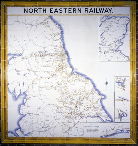 ceramic tile map of north eastern railway | Science Museum Group Collection