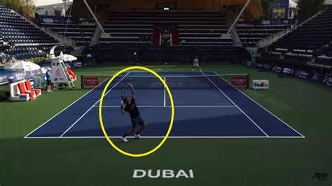 Court Level View Roger Federer V Matt Ebden Practice Session In Dubai