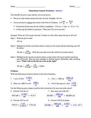 Dimensional Analysis Worksheet Fill And Sign Printable