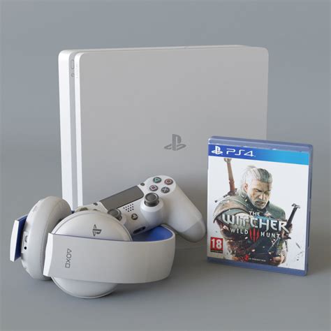 Sony Playstation 4 slim white bundle 3D model | CGTrader