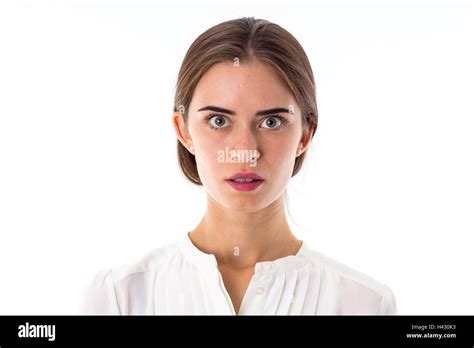 Woman Looking Scared Stock Photo Alamy