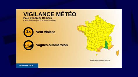 Météo 11 départements en vigilance orange pour vent violent et