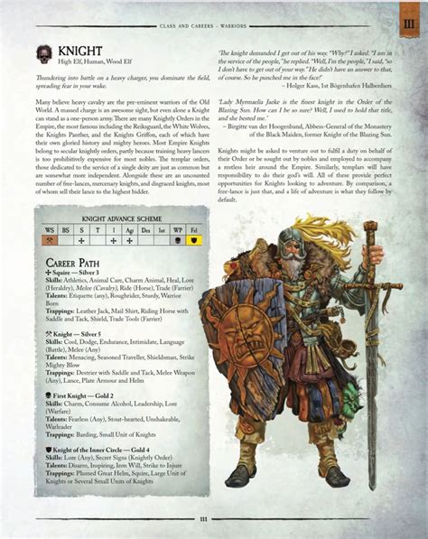 Knight Warhammer Fantasy Roleplay Fourth Edition Rulebook Warhammer