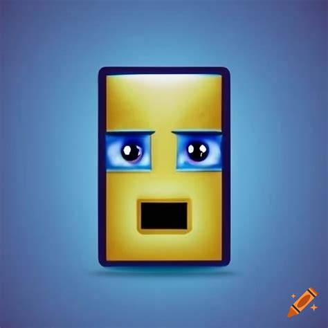 Yellow Cube With Blue Square Eyes And Blue Rectangle Mouth On Craiyon