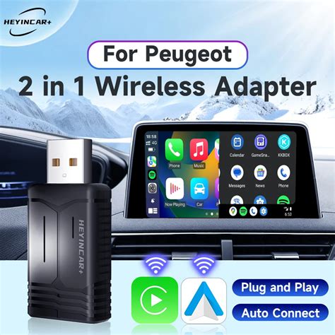 Heyincar Adaptador Sem Fio Android Auto Carplay Peugeot