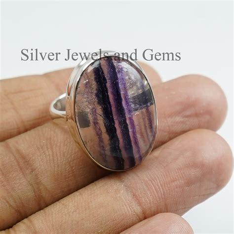 Natural Fluorite Ring Handmade Silver Ring 925 Sterling Silver Etsy