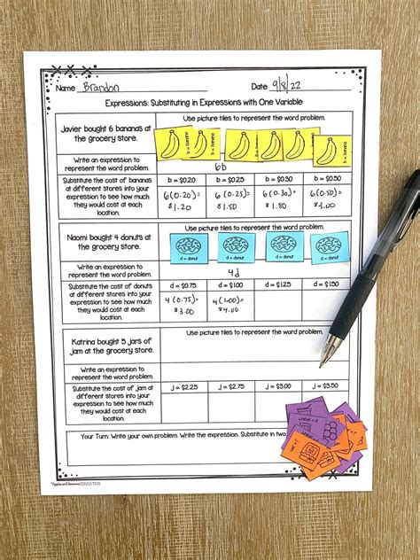 Substituting Values Into Expressions With Variables