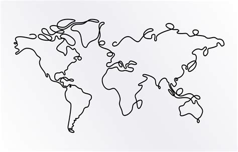 World Map In One Stroke Art 20543527 Vector Art At Vecteezy