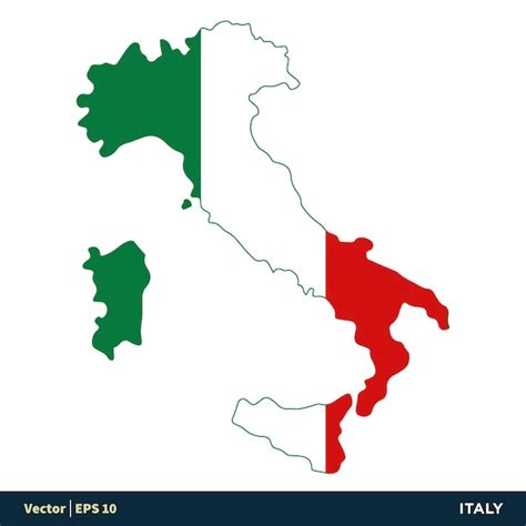 Italia Europa Países Mapa Y Bandera Vector Icono Plantilla Ilustración