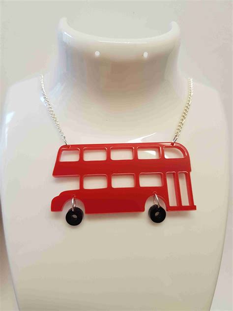 Red London Bus Retro Necklace Acrylic Etsy Denmark