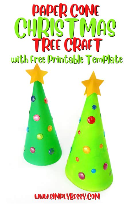 Paper Cone Christmas Tree Craft With Free Printable Template