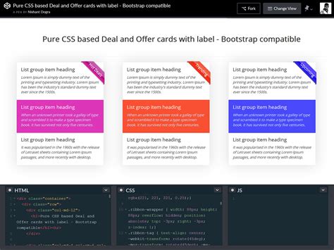 Pure Css Based Deal And Offer Cards Codepen By Nishant Dogra On Dribbble