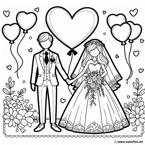 Coloriage De Mariage Avec C Ur T L Charger Ou Imprimer Gratuitement