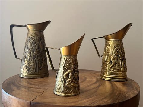 Vintage Set Of Peerage Brass Pitchers Etsy