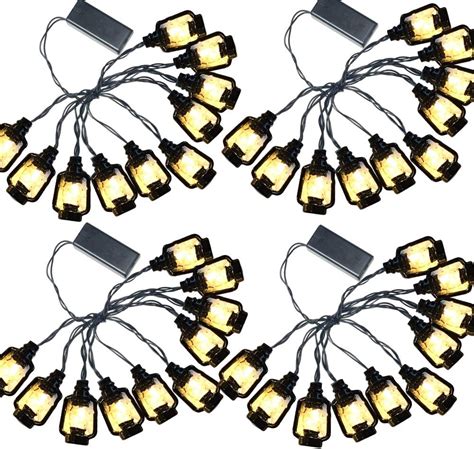 Banberry Designs Lighted Lantern Strings 4 Sets Each Of 10 Black 3 H Lanterns Each Strand