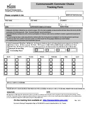 Fillable Online Transportation Gmu Commuter Choice Tracking Form