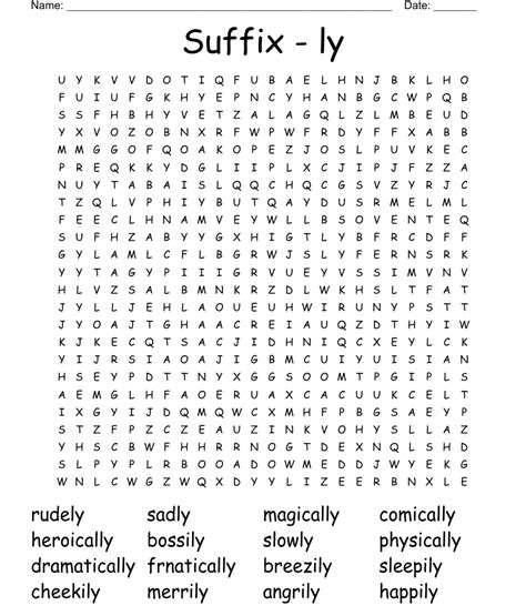 Suffix Ly Word Search Wordmint