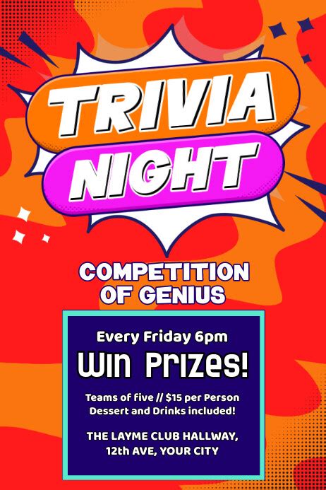 Trivia Night Poster Template Postermywall