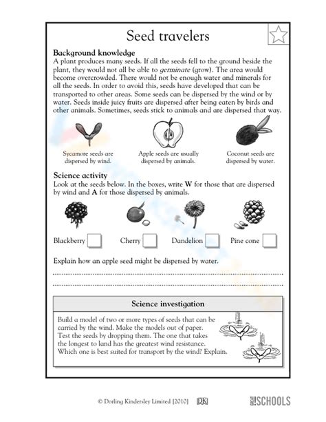 Traveling Seeds Worksheet