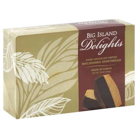 Big Island Delights Shortbread, Macadamia, Dark Chocolate Dipped (10 oz ...