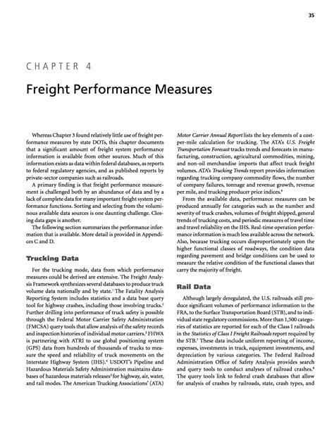 Chapter 4 Freight Performance Measures Performance Measures For