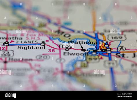 Troy Kansas USA shown on a Geography map or Road Map Stock Photo - Alamy