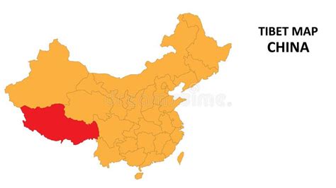 Tibet Province Map Highlighted on China Map with Detailed State and ...