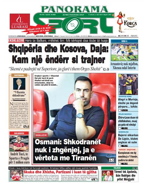 Lexoni faqen e parë të gazetës “Panorama”, “Panorama Sport” dhe “Gazeta Shqiptare”