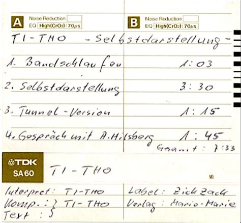 Ti Tho Selbstdarstellung Cassette Discogs