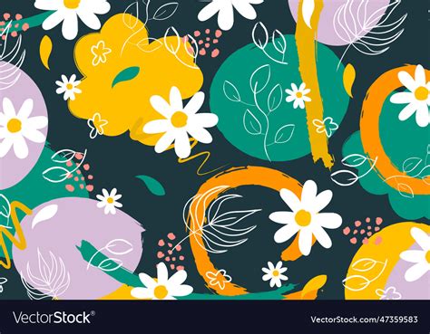 Abstract Hand Draw Floral Pattern Background Vector Image