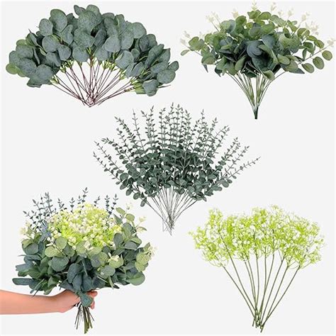 Amazon Anbeser Artificial Eucalyptus Stems Pcs Kinds Mixed