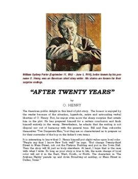 READERS THEATER SCRIPT O Henry Short Story Series After Twenty Years