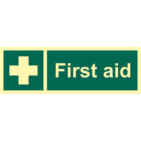 First Aid Sign Flexible Photoluminescent Vinyl 300mm X 100mm Rsis