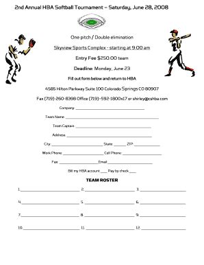 Fillable Online Softball Registration Form Fax Email Print Pdffiller