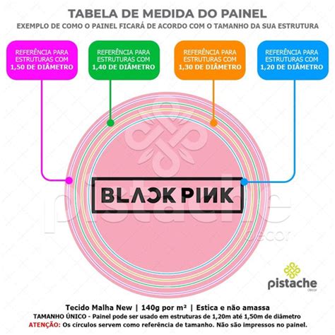 Painel Redondo Sublimado 3d Blackpink Em Tecido 1 5x1 5m